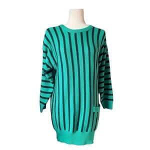 Vintage Green Striped Tunic Sweater Dress
